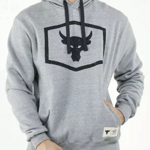 Under Armour Project Rock Warm-Up Hoodie Sweatshirt Pullover Gray - Picture 3 of 10